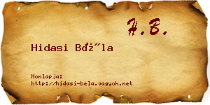 Hidasi Béla névjegykártya